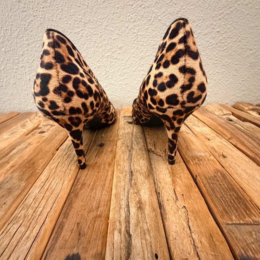 Alfani Step N Flex Leopard Print Calf Hair Pointed Toe Pumps Mens 9M Heel Heels - Picture 6 of 7